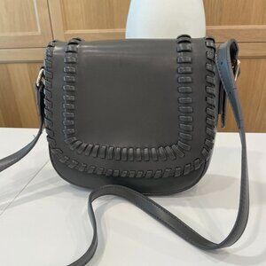 Gray Faux Leather Saddle crossbody bag